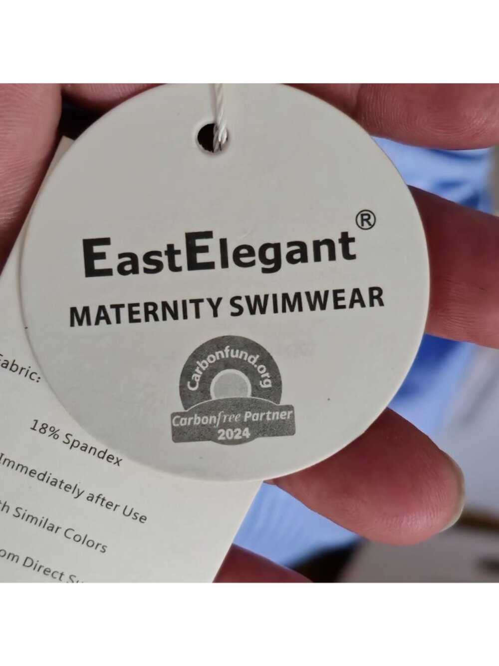 EastElegant Maternity One-Piece Swimsuit LG Blue Ruffled Halter Ribbed UPF 50+ - Picture 3 of 8
